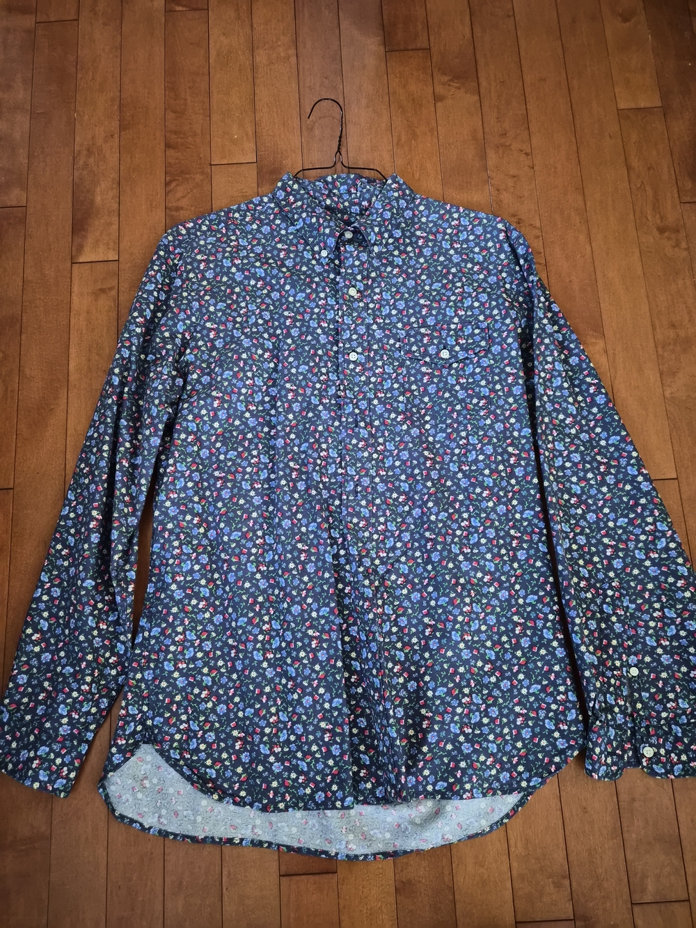 Ralph Lauren Navy Floral Button-Down Shirt Size Large